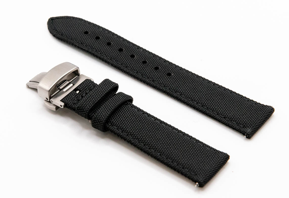 Sailcloth waterproof watch strap. Deployment clasp 18 mm, 19 mm, 20 mm, 21 mm, 22mm, 23mm, 24mm