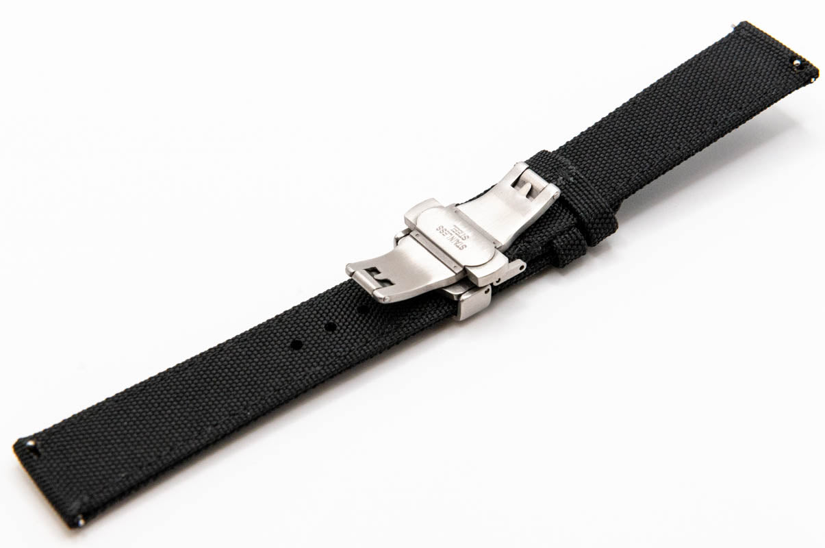 Sailcloth waterproof watch strap. Deployment clasp 18 mm, 19 mm, 20 mm, 21 mm, 22mm, 23mm, 24mm