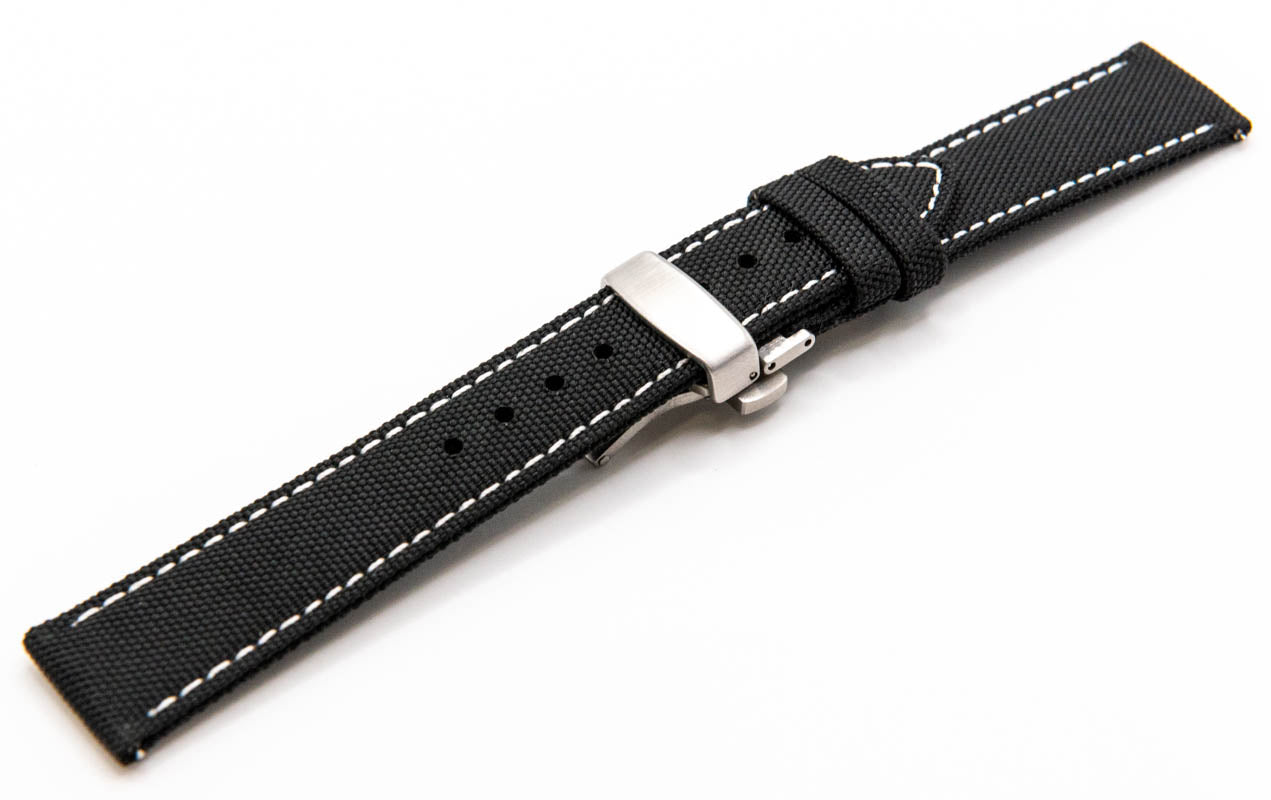 Sailcloth watch strap. Deployment clasp