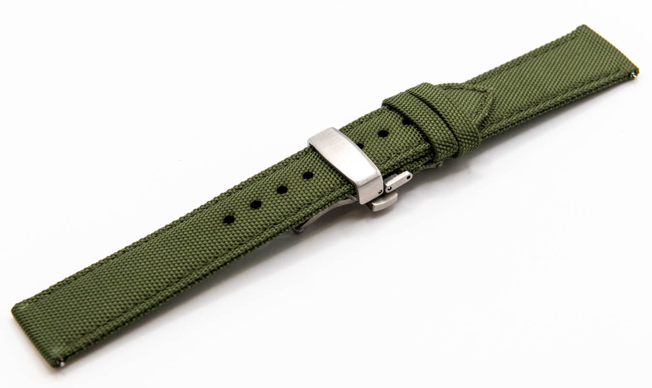 Sailcloth watch strap. Deployment clasp