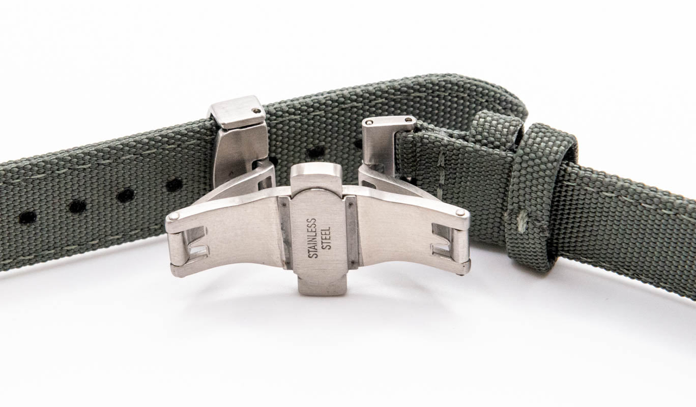 Sailcloth watch strap. Deployment clasp