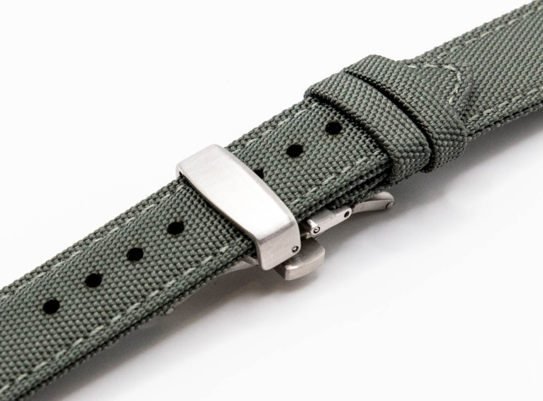 Sailcloth watch strap. Deployment clasp