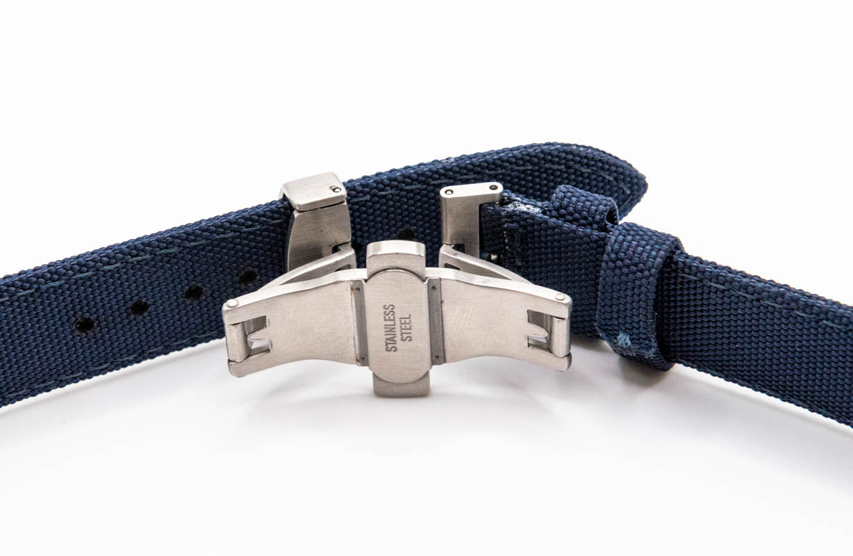 Sailcloth watch strap. Deployment clasp