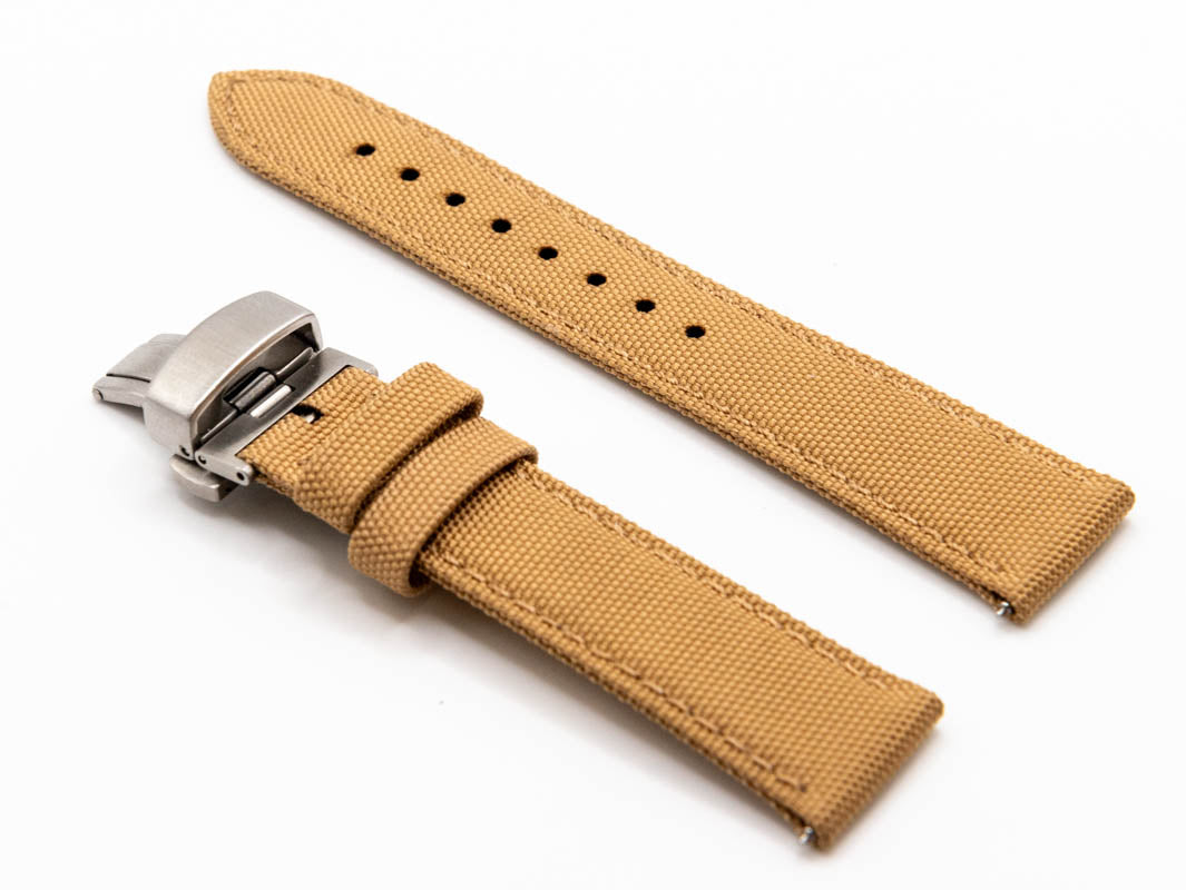 Sailcloth watch strap. Deployment clasp