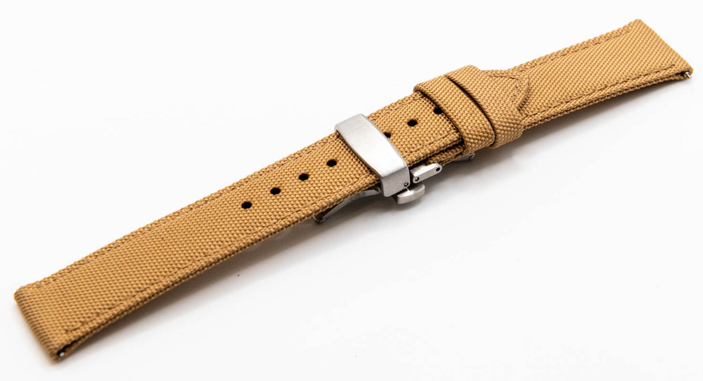 Sailcloth watch strap. Deployment clasp