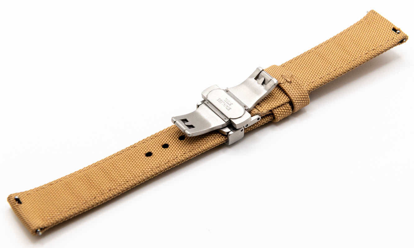 Sailcloth watch strap. Deployment clasp