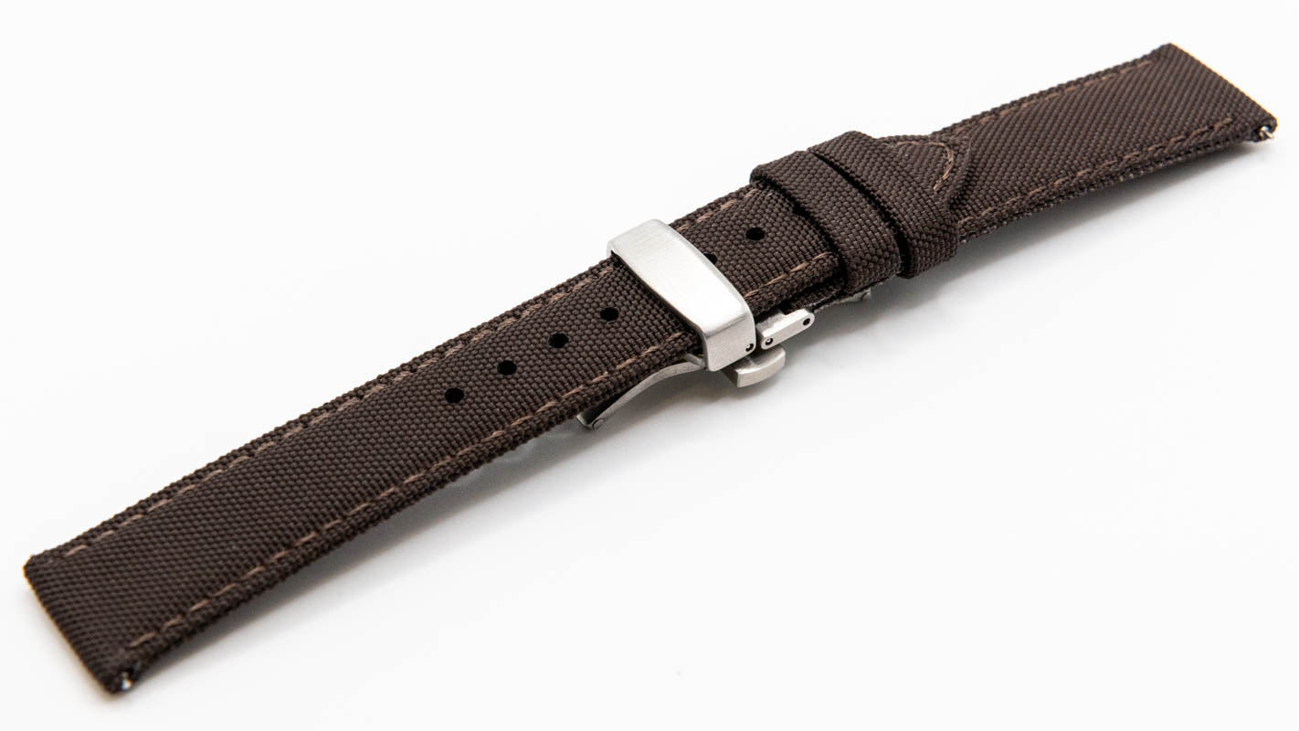 Sailcloth watch strap. Deployment clasp
