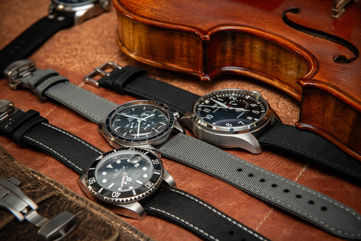 Sailcloth waterproof watch strap. Deployment clasp 18 mm, 19 mm, 20 mm, 21 mm, 22mm, 23mm, 24mm