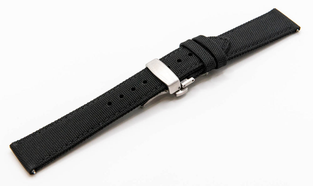 Sailcloth waterproof watch strap. Deployment clasp 18 mm, 19 mm, 20 mm, 21 mm, 22mm, 23mm, 24mm