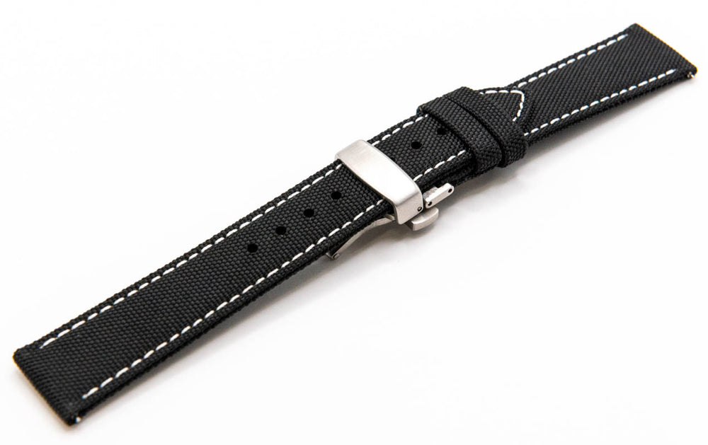 
                  
                    Sailcloth watch strap. Deployment clasp 
                  
                