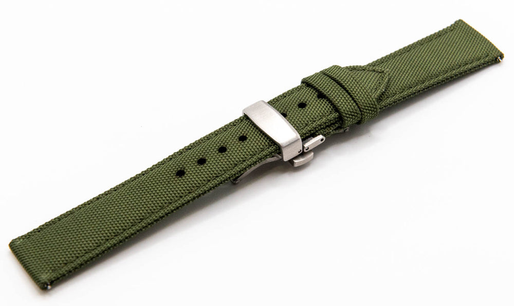 
                  
                    Sailcloth watch strap. Deployment clasp 
                  
                